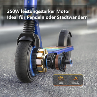 Caroma E Scooter Kinder Unter 16 Jahren, 20km/h, Reichweite 25 km, Faltbarer E Roller Kinder, 3-Gang