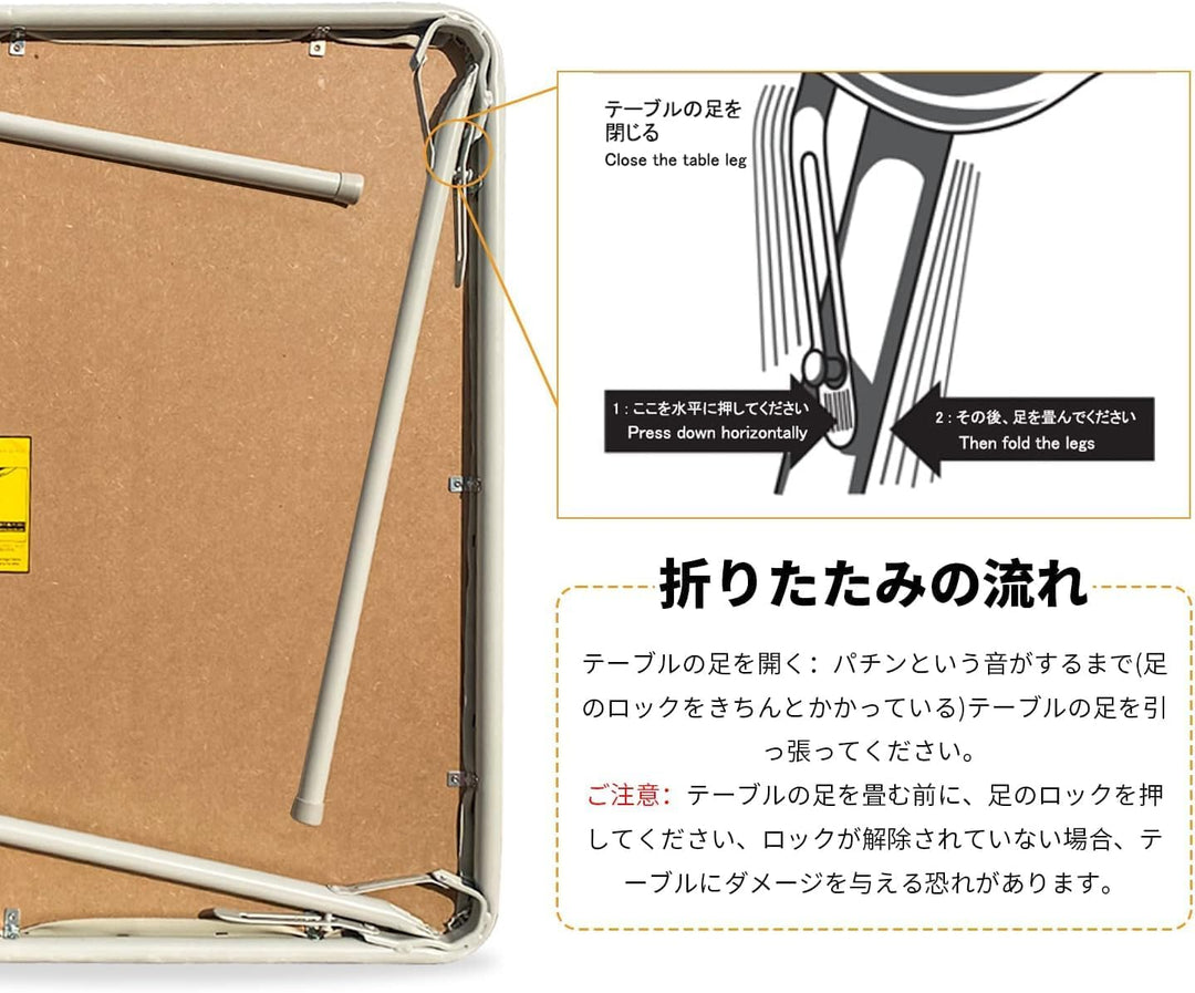 BOOSDEN Klapptisch, Weiss, Klappbar Tisch als Campingtisch, Gartentisch, Balkontisch, Esstisch, Falt