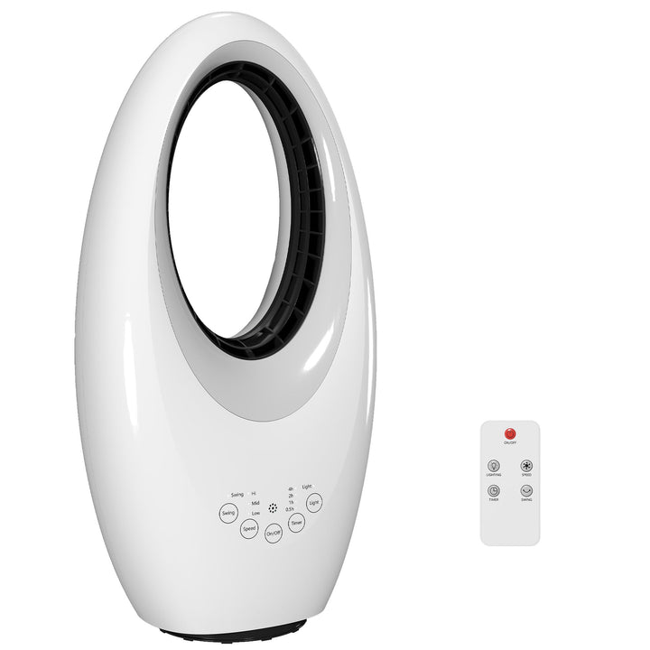 HOMCOM Turmventilator ohne Rotorblätter, leiser Ventilator mit 60° Oszillation, LED-Beleuchtung, 3 G