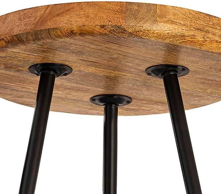 Beistelltisch Holz rund Couchtisch Wohnzimmer Tisch Metalbeine Holzplatte massiv Grösse Durchmesser