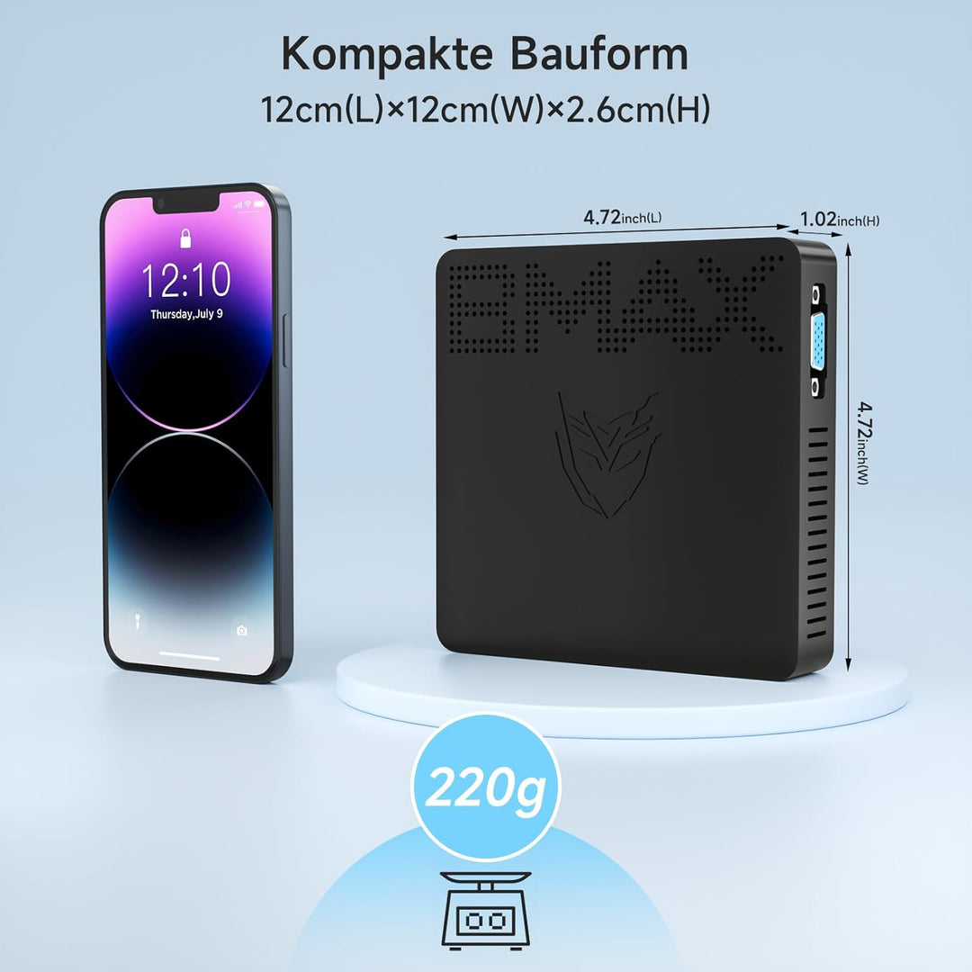 BMAX Mini PC W-11 Pro 8 GB DDR4 128 GB eMMC, W-11 Pro Gemini Lake N4000 (bis zu 2,6 GHz), Dual-Scree