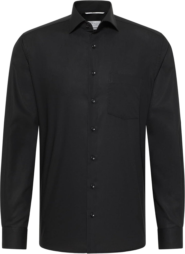 ETERNA Langarm Hemd COMFORT FIT Pinpoint unifarben mit Classic Kent Kragen 39 Schwarz (39), 39 Schwa