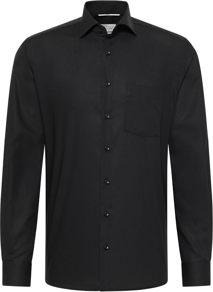 ETERNA Langarm Hemd COMFORT FIT Pinpoint unifarben mit Classic Kent Kragen 49 Schwarz (39), 49 Schwa