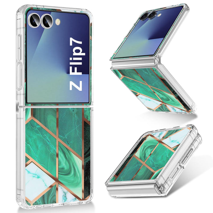 Handyhülle für Samsung Galaxy Z Flip 7 Hülle Silikon Dünn Slim Marmor Bunt Muster Motiv Z Flip7 Hand