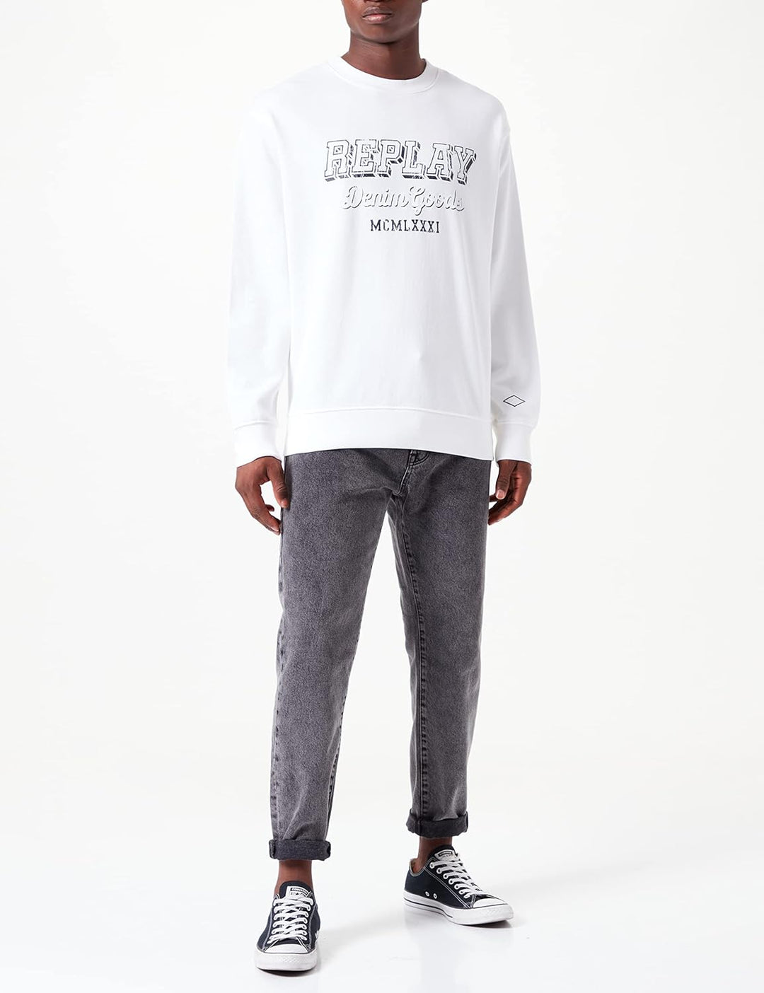 Replay Herren M6314 Sweatshirt Casual M 001 White, M 001 White