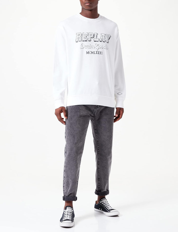 Replay Herren M6314 Sweatshirt Casual M 001 White, M 001 White