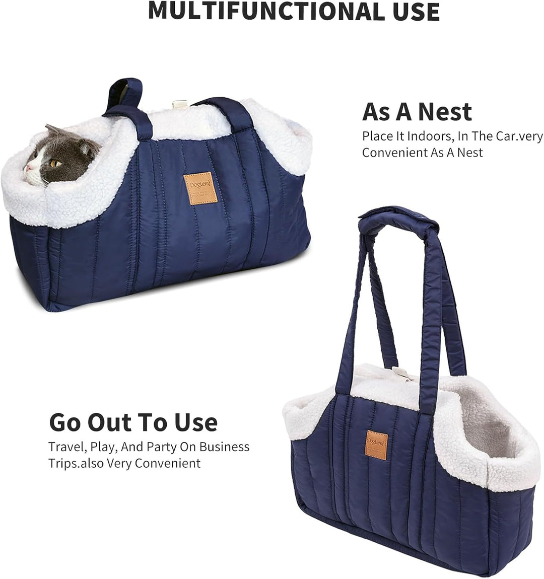 PETCUTE Tragetasche Hund und Katzen,Faltbare Warm Hundetragetasche Schultertasche mit Sicherheitshak