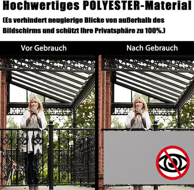 Ufamiluk balkonverkleidung Grau Balkon Windschutz Fuer den Balkon Kunststoff 100% Privatsphäre für Z