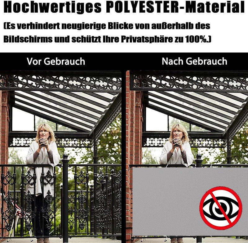 Ufamiluk balkonverkleidung Grau Balkon Windschutz Fuer den Balkon Kunststoff 100% Privatsphäre für Z