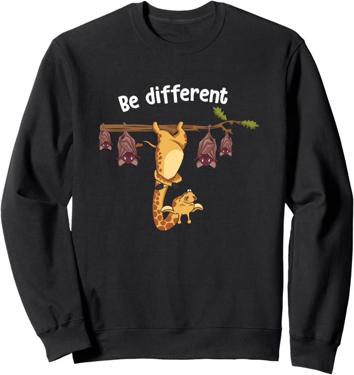 Be Different Sei Anders Giraffe mit Fledermäusen Sweatshirt