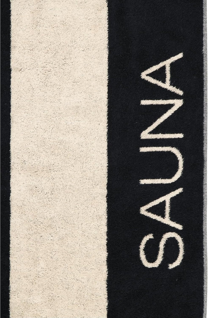 CAWÖ Home Saunatücher Natural Blockstreifen 6221 Natur-schwarz - 39 Saunatuch 80x200 cm