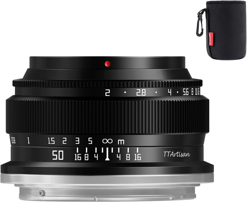 TTartisan 50mm F2 Objektiv mit manuellem Fokus, kompatibel mit Fuji X-Mount-Kameras X-E3 X-T30 X-100