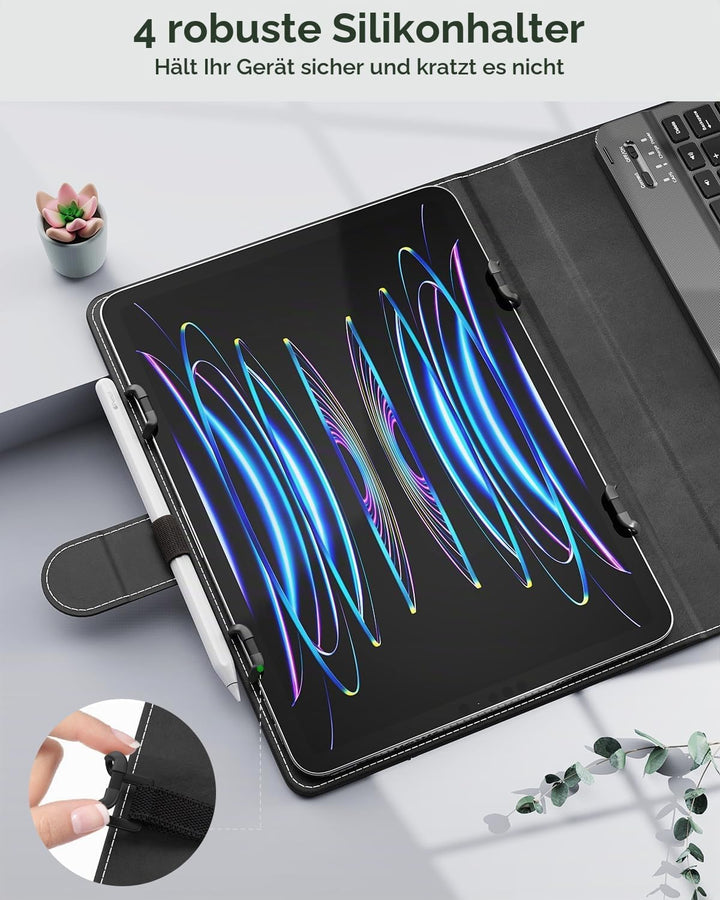 MoKo Universal Tablet Hülle mit Tastatur für 9-11 Tablets, Tablets, mit Abnehmbarer kabelloser Bluet