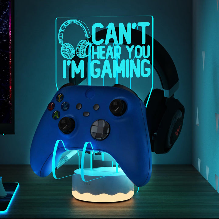 Light Up Headset und Controller Ständer, 16 Farben 3D LED Lichter Gamepad Kopfhörerhalter mit Fernbe