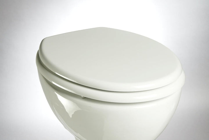 ADOB WC Sitz Klobrille Holzkern Farbe Weiss, extrem stabil, messing verchromte Scharniere, WC-Brille