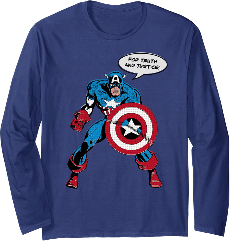 Marvel Captain America Simple Comic Bubble Langarmshirt
