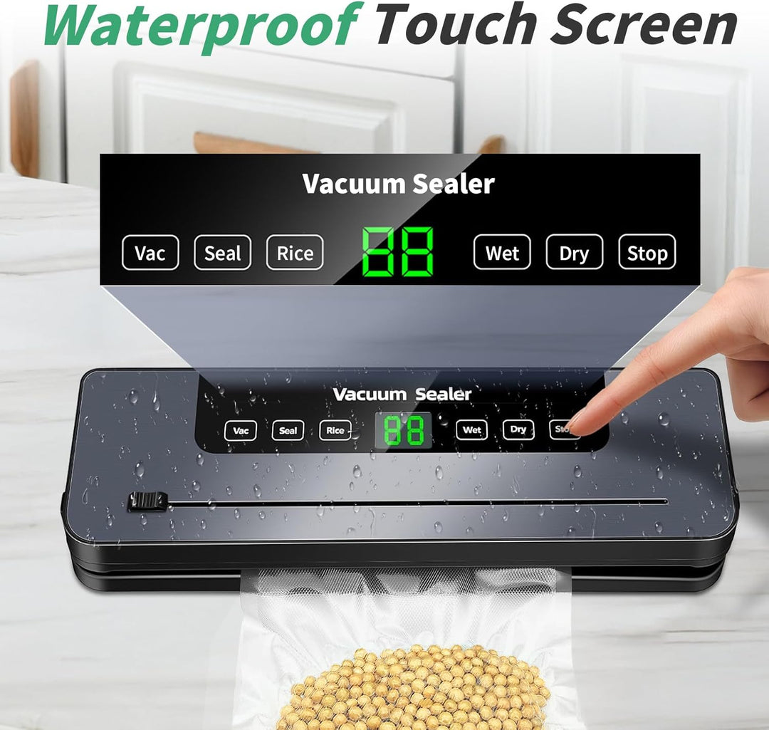 6-in-1 Vakuumiergerät, Vakuumierer mit 30cm Siegelnaht und Digitaler LED-Countdown-Anzeige,50PCS Vak