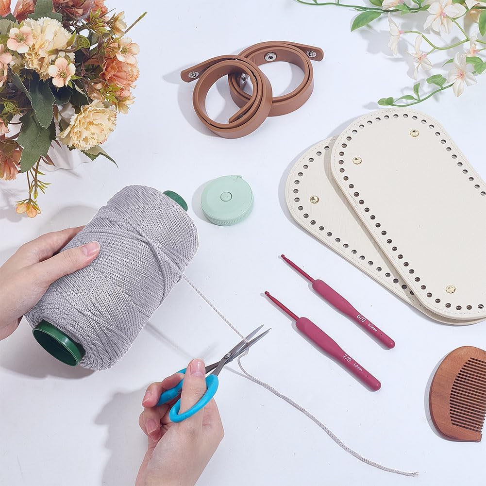 ORIGACH DIY Häkel Handtaschen Set Häkel Einkaufstasche Mit Ausgehöhlter Blume Basis Aus PU Leder Per