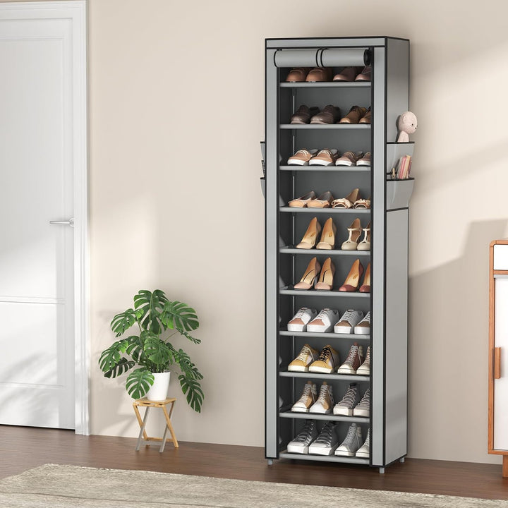 Schuhregal mit 11 Ebenen, Schuhschrank Schmal und Hoch für 20-22 Paar Schuhe, Schuhregale aus Stoff
