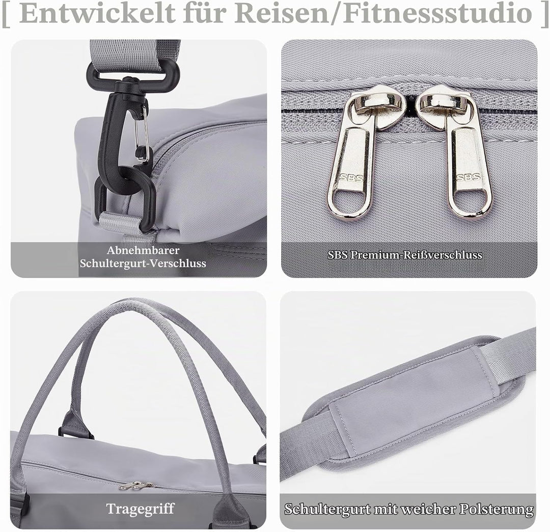 SEAFEW Reisetasche Klein, 40x20x25 Ryanair Handgepäck Tasche für Flugzeug Weekender Sporttasche Dame