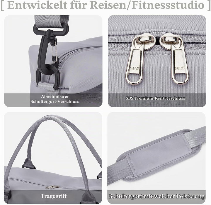 SEAFEW Reisetasche Klein, 40x20x25 Ryanair Handgepäck Tasche für Flugzeug Weekender Sporttasche Dame