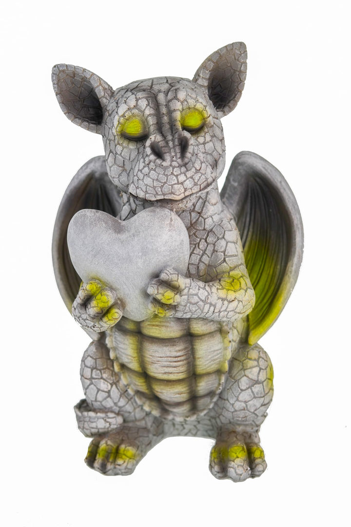 Kremers Schatzkiste Drachenkind verliebt mit Herz Drache Figur Gartenfigur Liebe