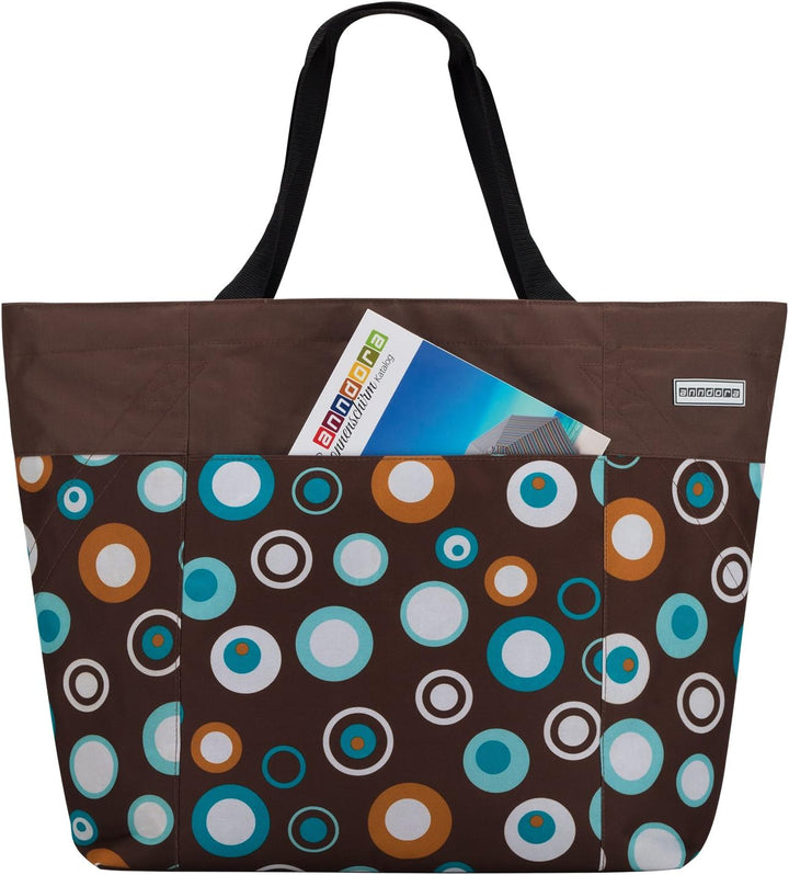 anndora XXL Shopper braun hellblau - Strandtasche Schultertasche Einkaufstasche, Braun Hellblau