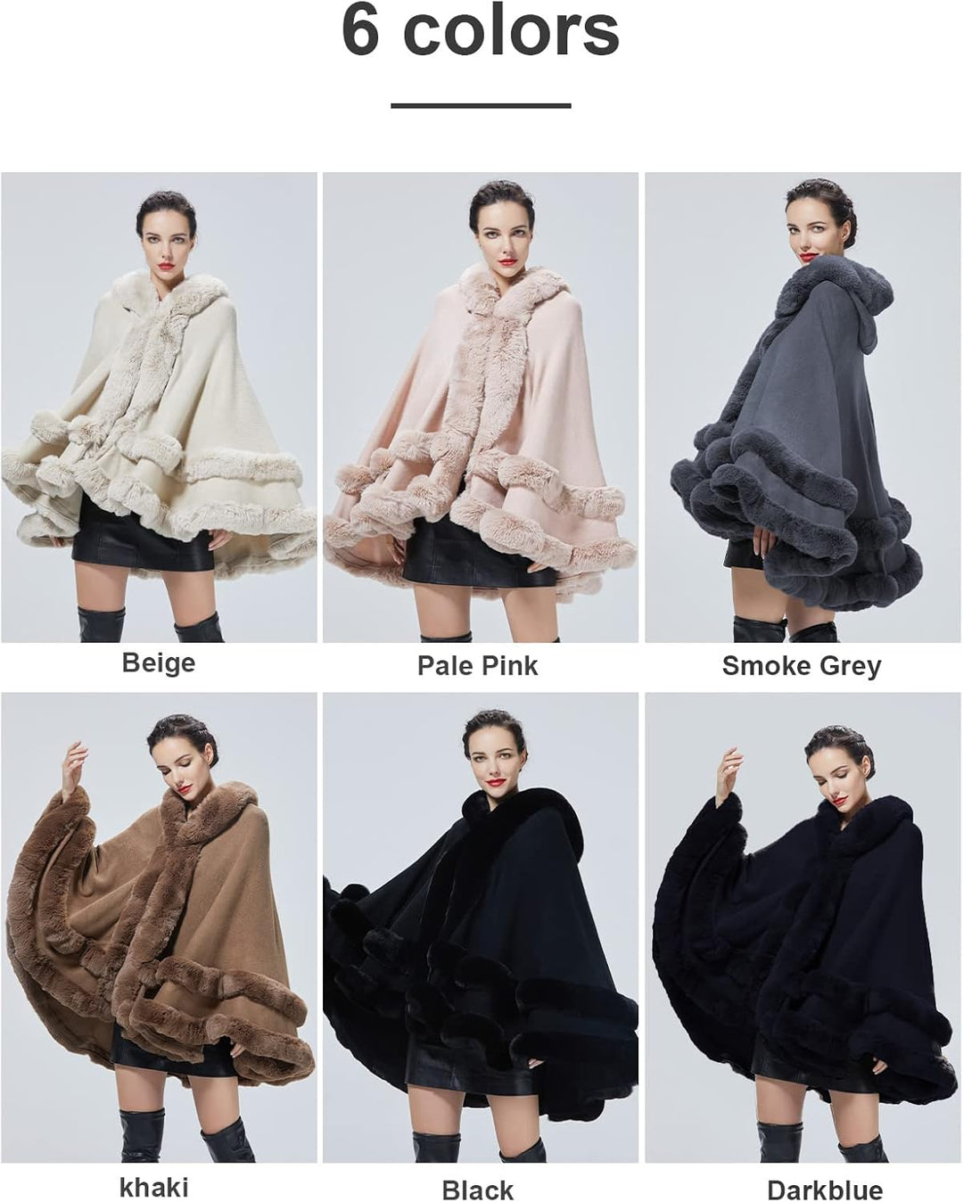 BEAUTELICATE Kunstpelz Umhang Poncho Damen Stola Braut Cape Mit Kapuze Für Winter Hochzeit Abend Par