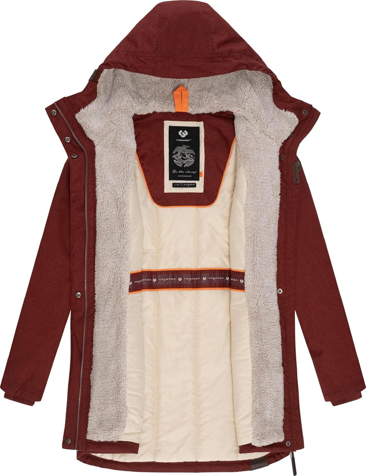Ragwear Damen Wintermantel warm gefütterter Parka lang wasserdicht mit Kapuze Elsie Melange XS-6XL S