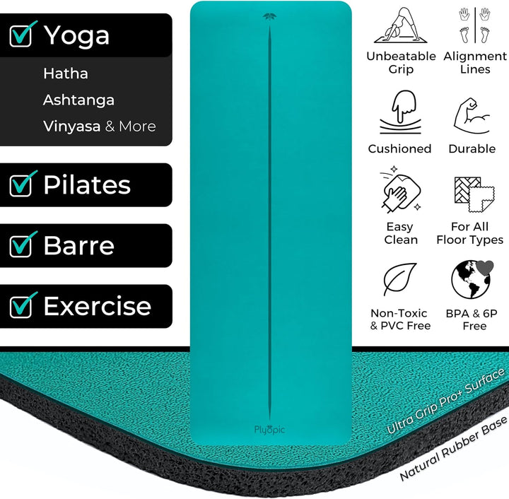 Plyopic Ultra-Grip Pro+ Yoga-Matte – Unschlagbare Rutschfest Leistung. Komfortabel und Schweissresis