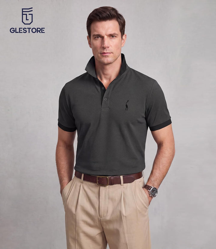 GLESTORE Poloshirt Herren Männer Hemd Herren Kurzarm Shirt Sommer M Grau&amp;schwarz, M Grau&amp;schwarz