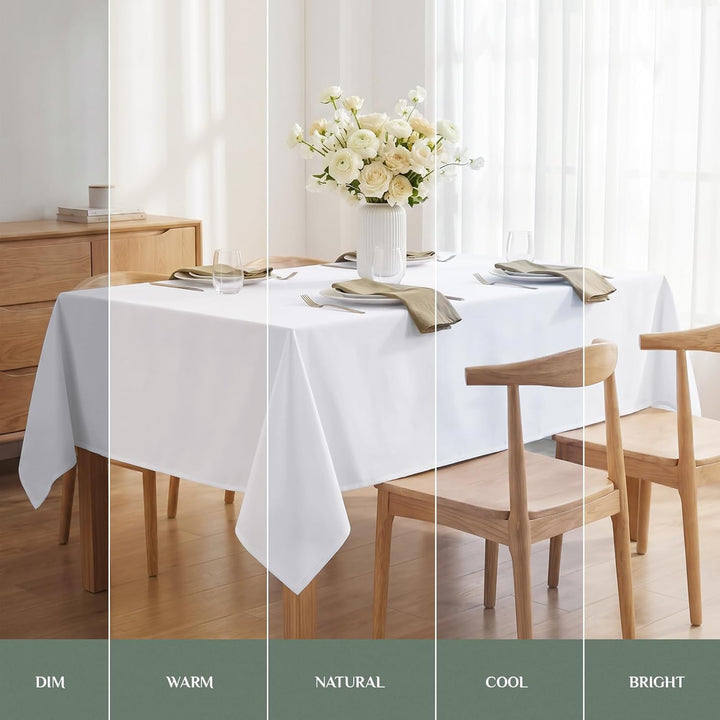 Softalker Tischdecke 152 x 259 cm Abwaschbar Tischdecken Weiss Rechteckig Tischtuch aus 210 GSM Poly
