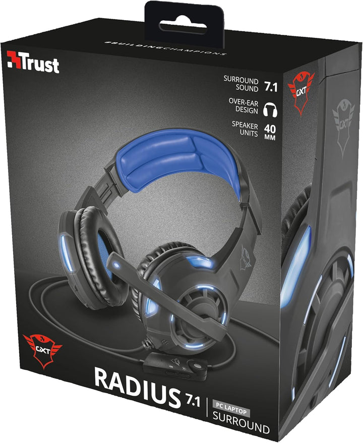 Trust Gaming GXT 350 Radius Kopfhörer Schwarz 7.1 Surround Sound für PC, 7.1 Surround Sound für PC