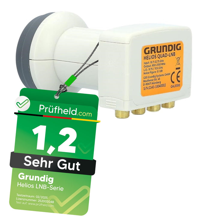 [ Test SEHR GUT, Note 1.2 *] GSS Helios Quad LNB mit LTE Abschirmung & Sun Protect UV Schutz, 4Fach