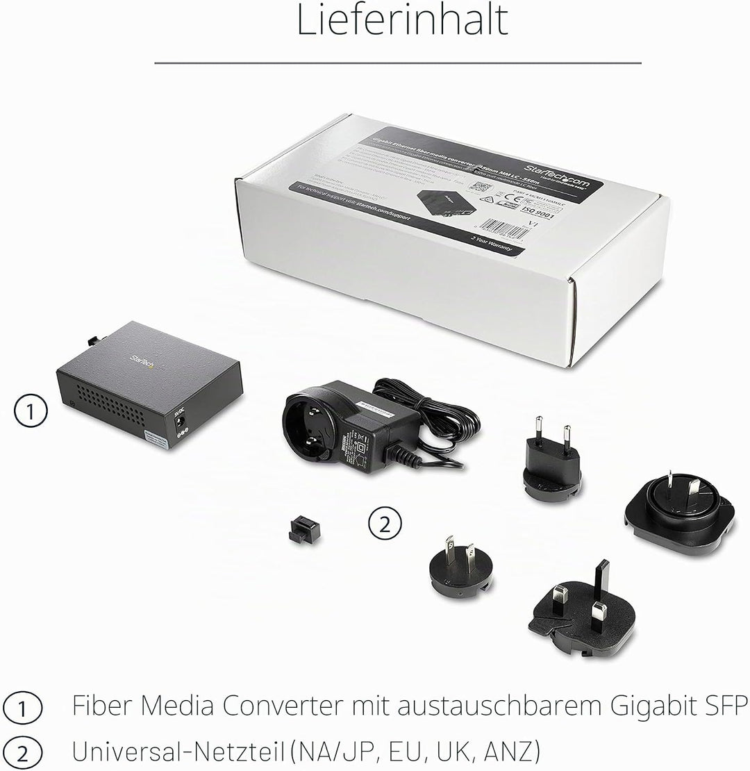 StarTech.com Multimode (MM) LC Glasfaser Medienkonverter für 10/100/1000 Netzwerk - 550m - Gigabit E