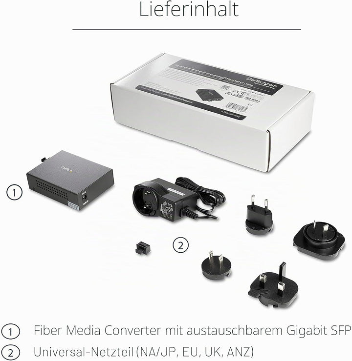 StarTech.com Multimode (MM) LC Glasfaser Medienkonverter für 10/100/1000 Netzwerk - 550m - Gigabit E