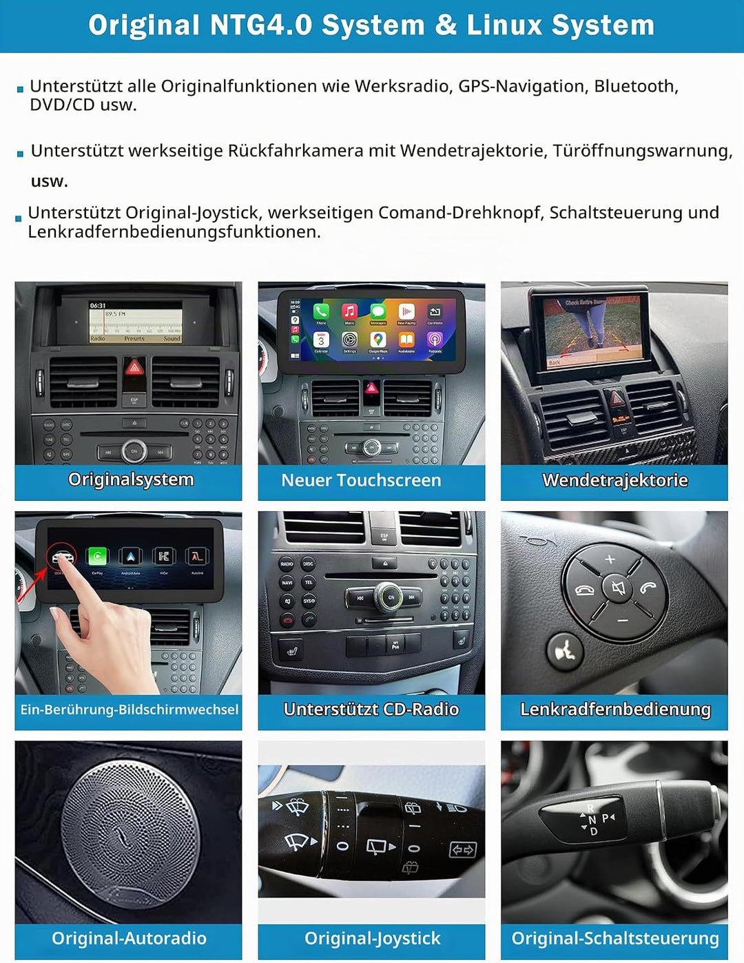 Ninetom Autoradio 10,25-Zoll-Touchscreen mit kabellosem Carplay und Android Auto für 2008-2010 Merce
