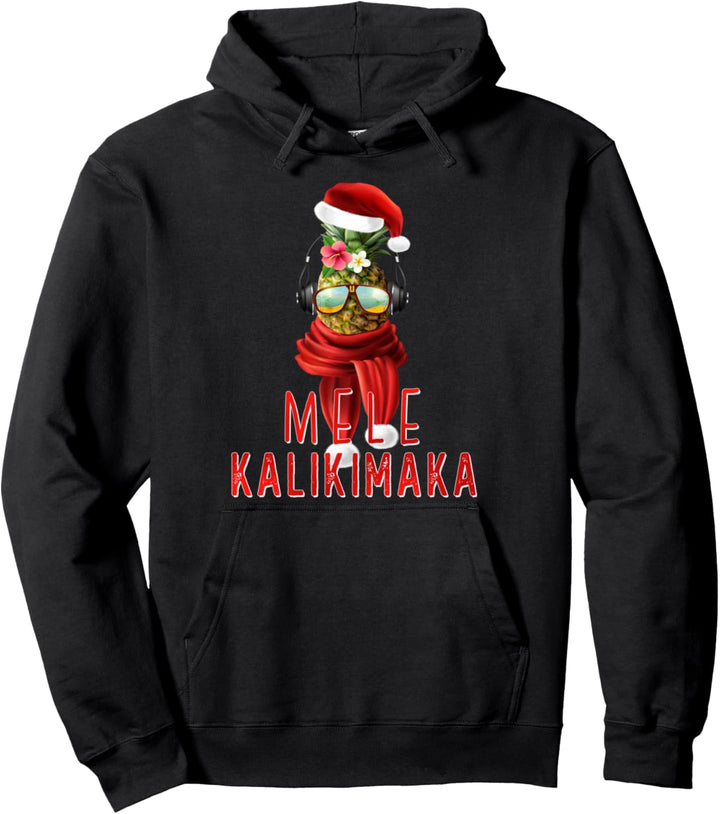Mele Kalikimaka Hawaiian Pineapple Christmas Pullover Hoodie