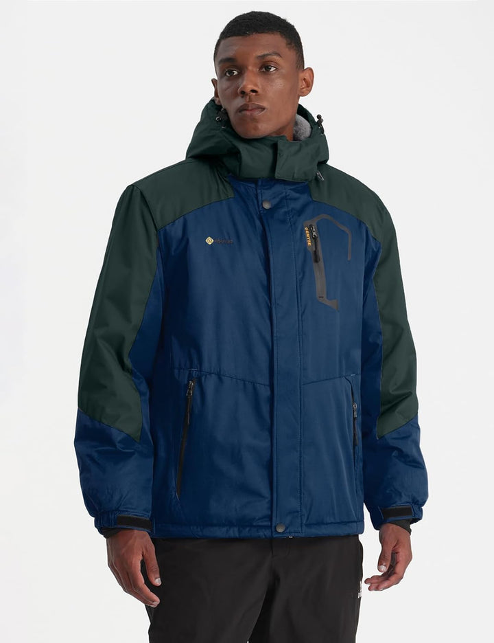 GEMYSE Herren Wasserdichte Berg-Skijacke Winddichte Fleece Outdoor-Winterjacke mit Kapuze XL Lilabla