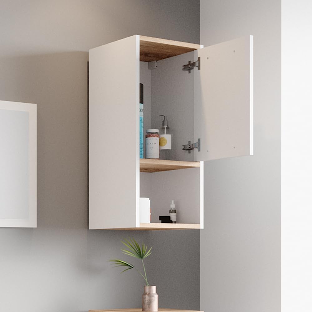 Vicco Badschrank Elvio, Weiss/Sonoma, 32 x 68 cm Hängeschrank, Hängeschrank