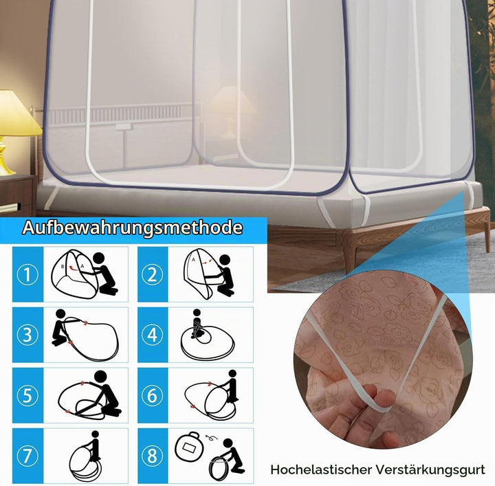 Moskitonetz Bett,180X200cm Moskitonetz Bett Pop Up,Zusammenklappbares Mosquito Net Bed,Faltbares Ant
