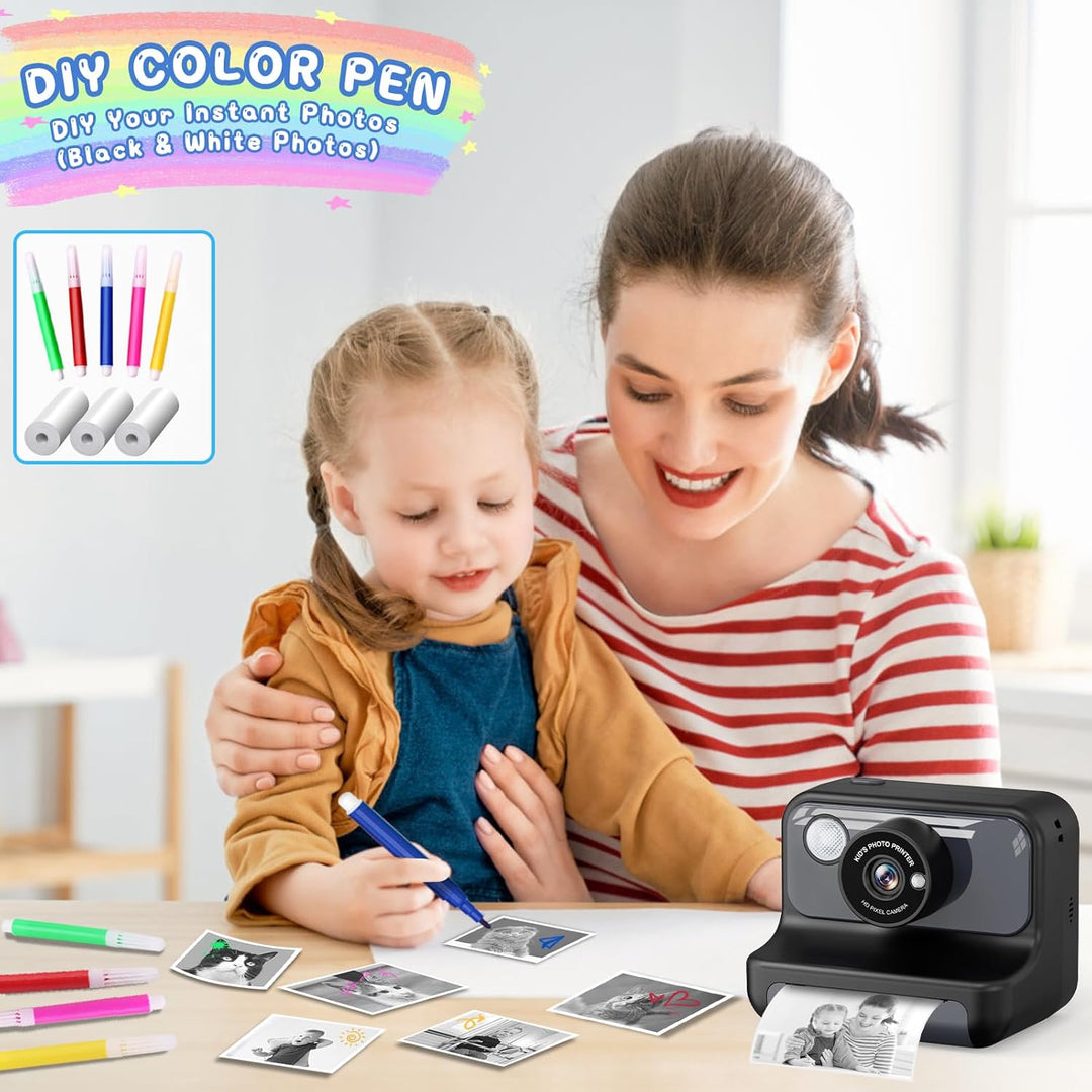 Hangrui Sofortbildkamera Kinder, 2,4 Zoll Kinderkamera Sofortbildkamera mit 32G Karte & Druckpapier,