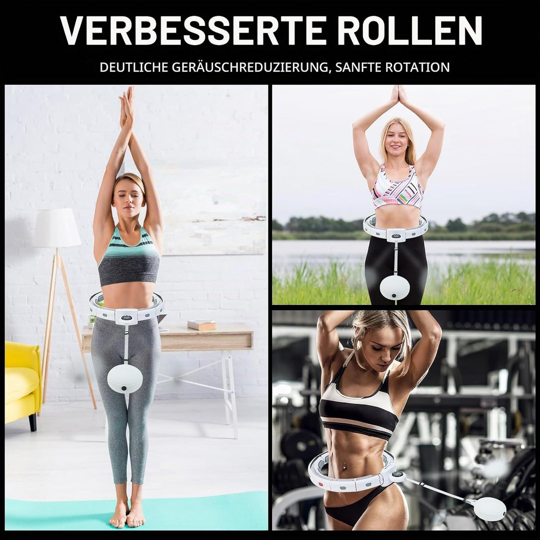 Smart Hula Hoop, Leise Fitness Reifen Erwachsene, hullahub mit Gewicht Ball, 16 Knoten Fit Hoop Reif