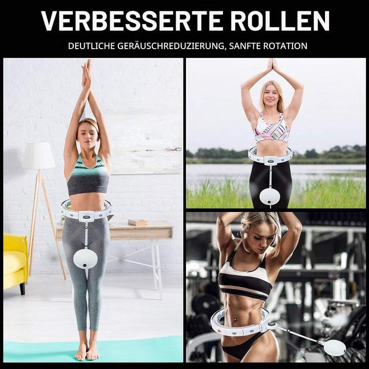 Smart Hula Hoop, Leise Fitness Reifen Erwachsene, hullahub mit Gewicht Ball, 16 Knoten Fit Hoop Reif