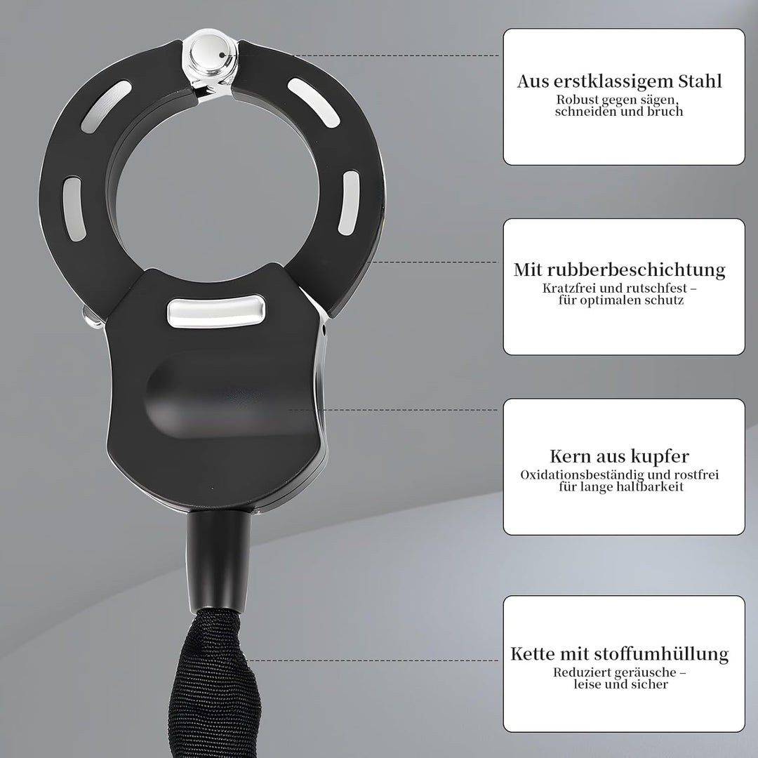 E Scooter Schloss, Handschellenschloss, Schloss für E Scooter mit Schlüssel & Gummi-Lock-Hülse, für