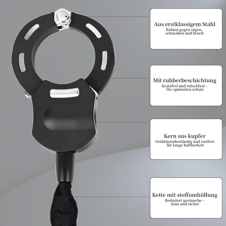 E Scooter Schloss, Handschellenschloss, Schloss für E Scooter mit Schlüssel & Gummi-Lock-Hülse, für