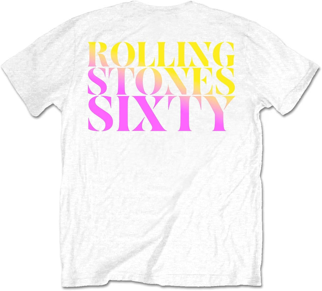 The Rolling Stones T-Shirt Sixty Gradient Text Logo Neu offiziell Herren Weiss, S Wei&#xDF;