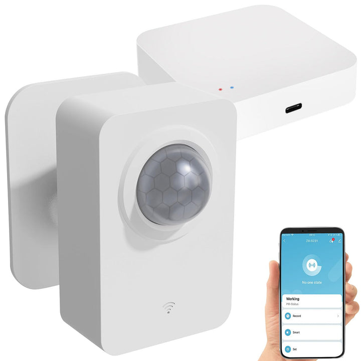 Luminea Home Control Bewegungsmelder Smart: ZigBee-PIR-Bewegungsmelder mit WLAN-Gateway, 8 m Reichwe