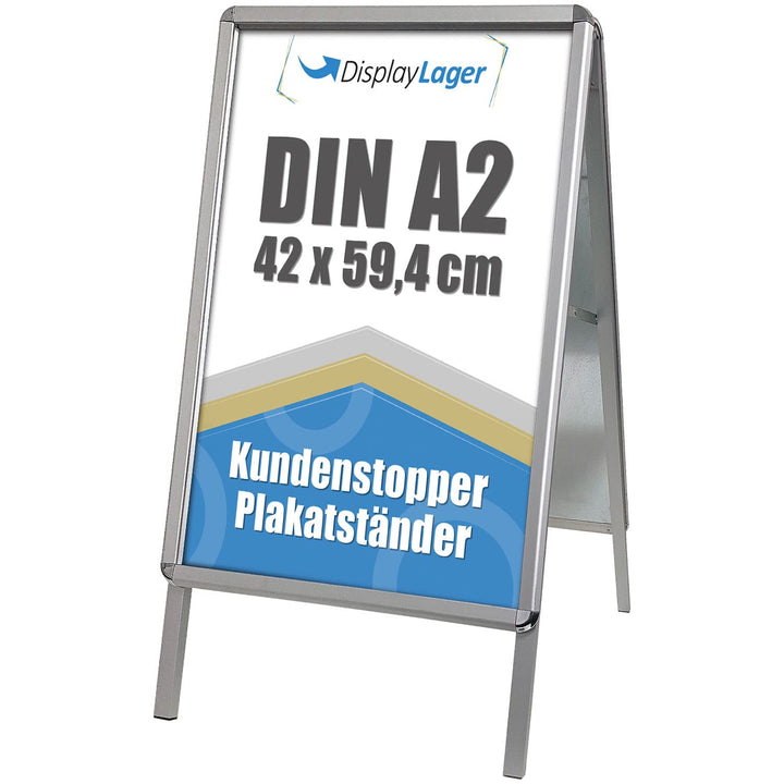 DisplayLager, Dänische Qualität - Kundenstopper Alu-Line Rondo inkl. 2 x APET für 2 Plakate (beidsei
