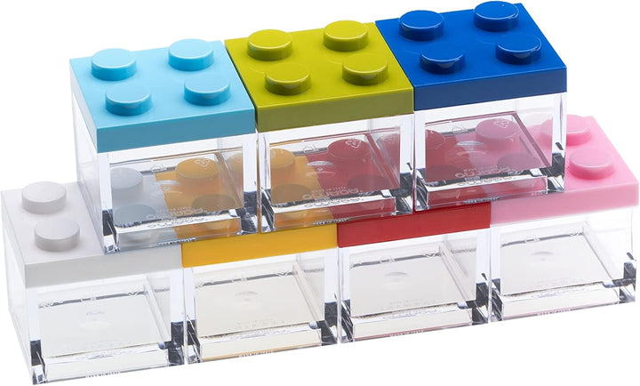 Omada Design Favor Boxes aus Plexiglas, 24 Stück, Ziegelform 5x5x5 cm mit farbigen Deckeln, ideal fü